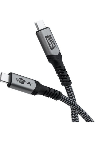 goobay Καλώδιο USB-C(TM) με υφασμάτινη επένδυση, USB4(TM), 240 W, 40 Gbit/s, ...