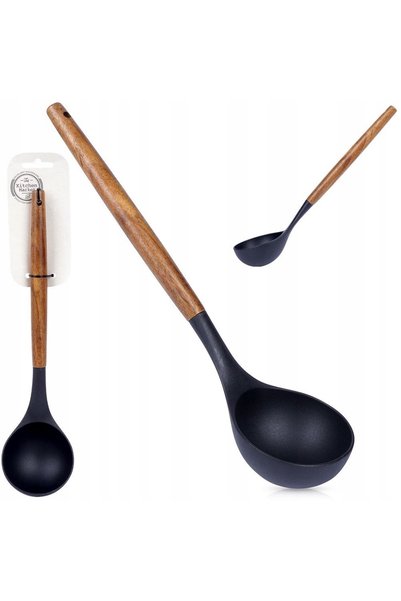 Excellent Houseware Lingură de bucătărie Chochla NEAGRĂ pentru servit supă, s...