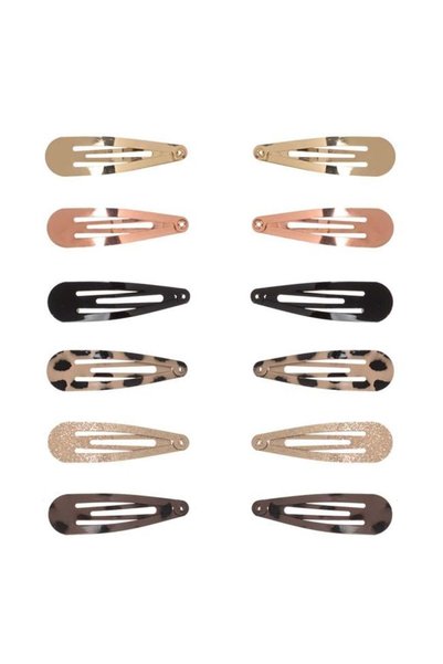 SHOPIENS Clame de par pentru dama metalice negre roz aurii cu sclipici 5 cm s...
