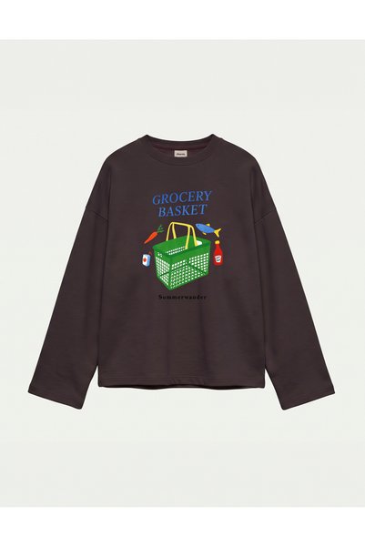 Disante Oversize 100% Cotton 3 Thread Sweatshirt - Grocery Basket