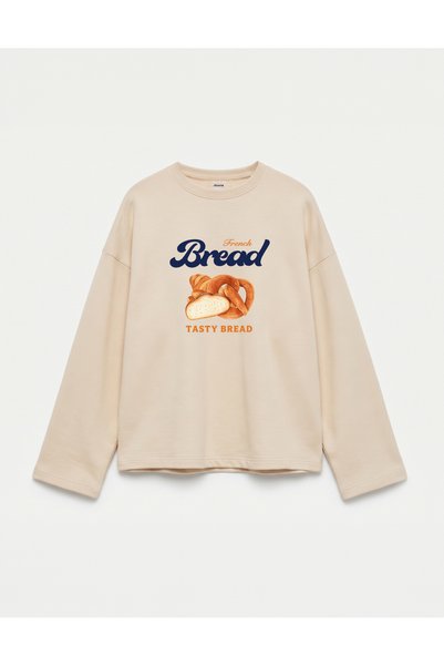 Disante Oversize 100% Cotton 3 Thread Sweatshirt - Bread