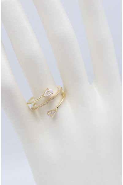 Bade Jewelry Vip Gold Tamtur Drop Stone Detailed Spiral Design Non-Tarnish St...