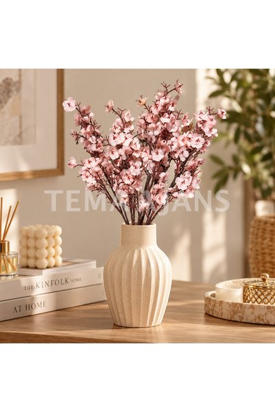 TEMA AJANS SÜS Yapay Cipso Demeti 35 cm 5 Dallı Dekoratif Çiçek - Toz Pembe