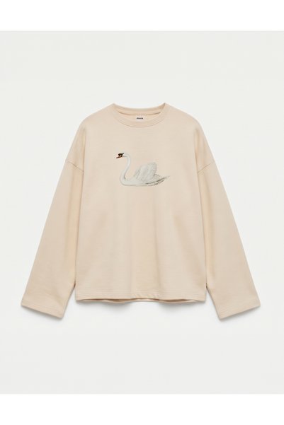 Disante Oversize 100% Cotton 3 Thread Sweatshirt - Swan