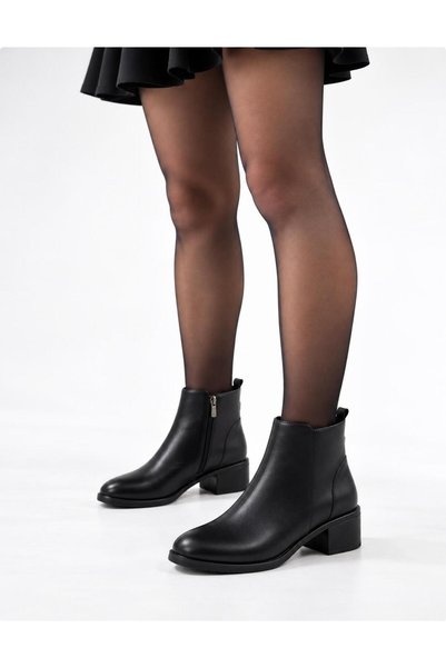 Taşpınar Ayakkabı 100% Genuine Leather Women's Winter Casual Comfortable Short Heeled Classic Boots 36-40