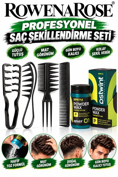 ROWENAROSE Profesyonel Erkek Saç Şekillendirme Seti – 5 Parça