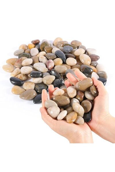 Home Zone River Rocks Decorative Pebbles - 2.2lb Mixed Color Polished Gravel ...