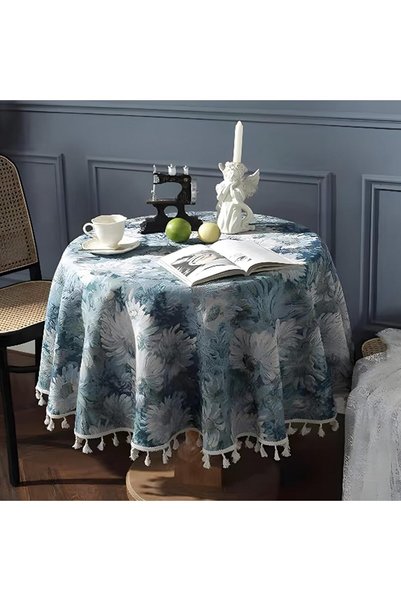 Generic Square and Round Tablecloth, 150 * 150 cm Bohemian Pompom Tassel Tabl...