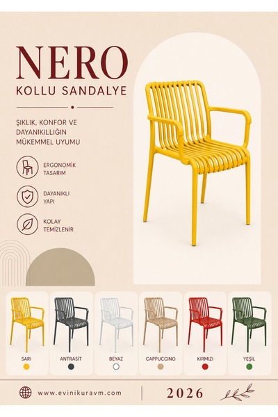 Genel Markalar 4 adet nero kollu sandalye sari