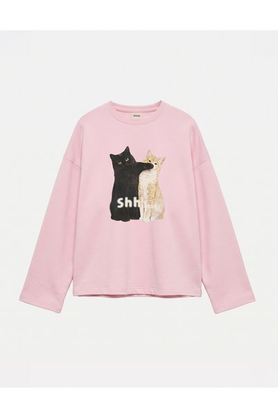 Disante Oversize 100% Pamuk 3 İplik Sweatshirt - Shhh...