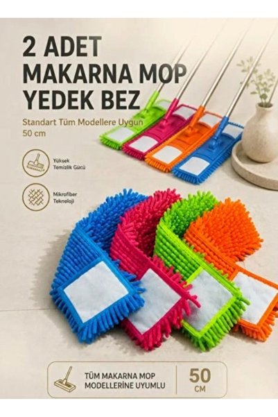 2 Adet Makarna Mop Bezi Standart Tüm Modellere Uygun 50 cm (Stok Durumuna Göre Renk)