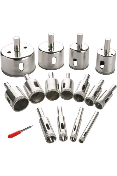 Generic Diamond Drill Bits Set, 15 Pcs, Drill Bit, Glass, Rock, Tile, Porcela...