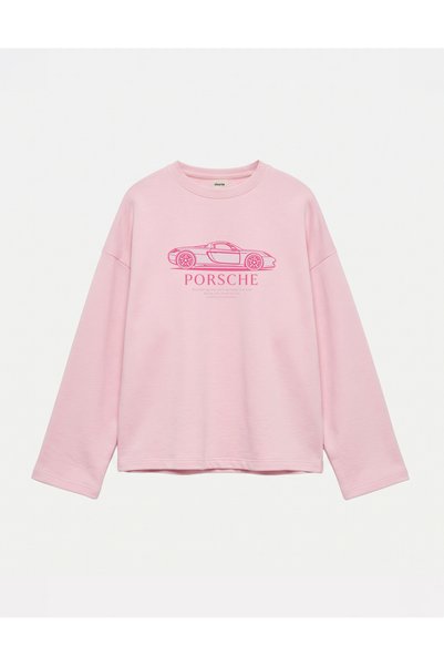 Disante Oversize 100% Cotton 3 Thread Sweatshirt - Pink Porsche