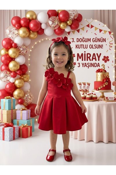 kokosh _ kidss burcu sapmaz Girl's Red Orchid Dress Special Occasion Dress