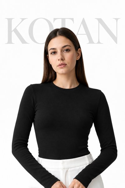 Kadın Uzun Kollu Esnek Basic Body