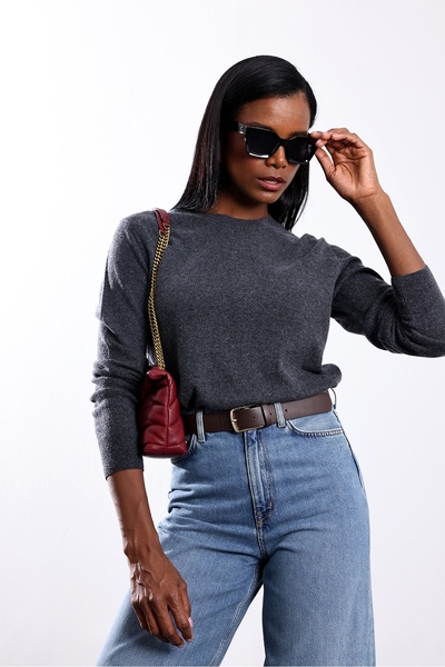 5in1Canpolat Anthracite Crew Neck Cashmere Sweater