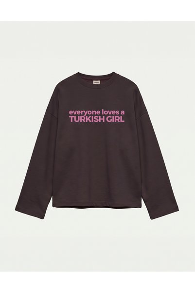 Disante Oversize 100% Cotton 3 Thread Sweatshirt - Turkish Girl