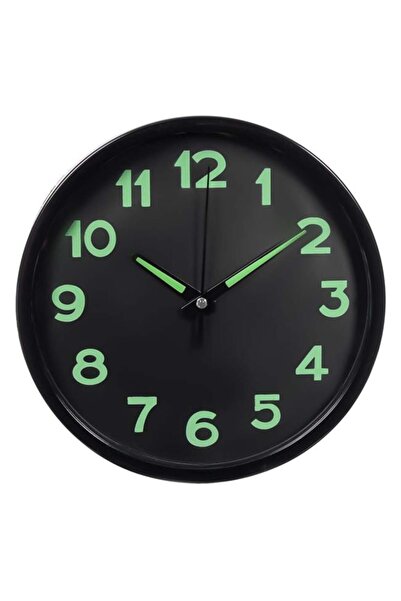 SHOPIENS Ceas de perete decorativ negru fosforescent diametru 20 cm din plast...