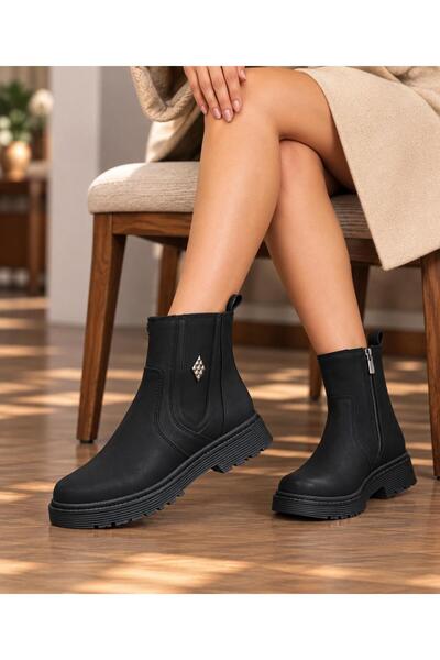Taşpınar Ayakkabı Polact Women's Winter Daily Comfortable Short Heeled Boots New Season 36-40