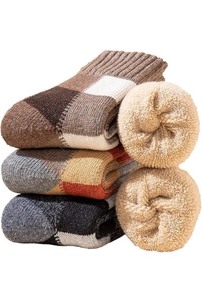GENERAL YZKKE 3Pack Mens Super Thick Wool Warm Socks - Soft Comfort Casual Cr...