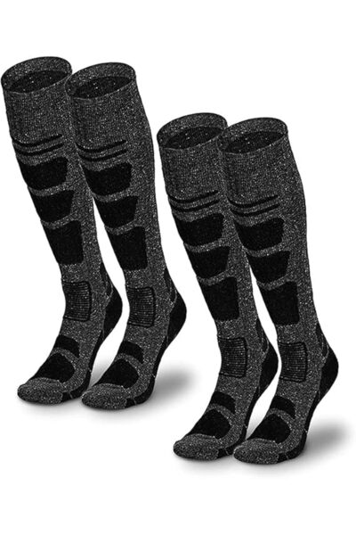 YRQX 2 Pairs Men Ski Socks Thermal Snow Skiing Socks Snowboard Socks
