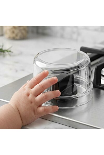 LOVYCO Cooker Button Protective Cover Set of 2 – Transparent Child Safety Lock – Oil and Dirt Protector