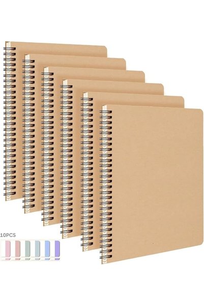 DoubleCare 6Pack Spiral Notebook with 10pcs Sticky Tabs,A5 Lined Notebooks120...