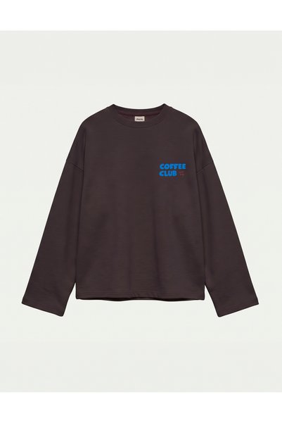 Disante Oversize 100% Cotton 3 Thread Sweatshirt - Coffee Club 2