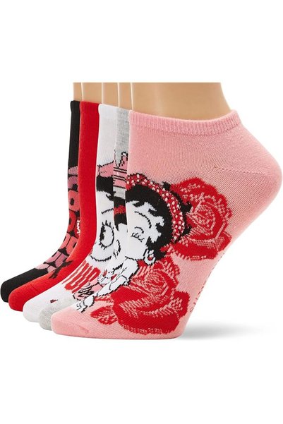 BETTY BOOP womens 5 Pack No Show Socks Casual Sock (pack of 5)