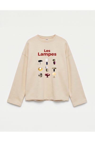 Disante سويت شيرت كبير الحجم مصنوع من القطن بنسبة 100% وثلاثة خيوط - Les Lampes
