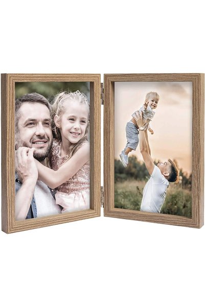 Generic 4x6 Picture Frame, Double Wooden Hinged Photo Frame with High Definit...