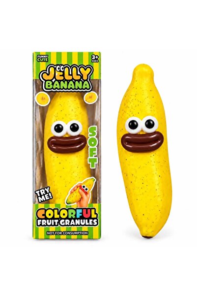 MASHASHOP Jucărie Banană Squishy Crunchy, antistres, 1 buc., galben/maro, 14 cm