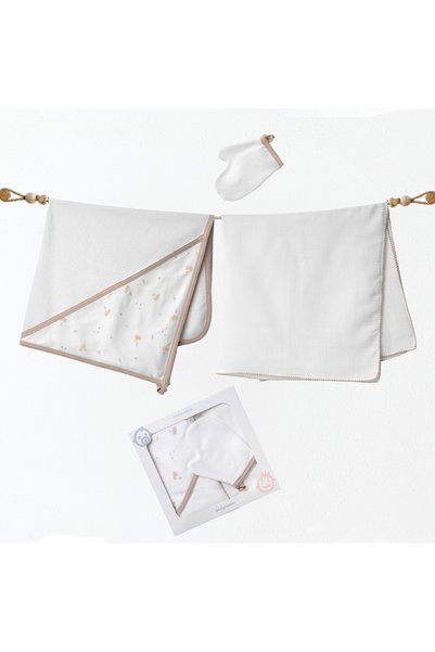 andywawa Forest Nursery Erkek Bebek Havlu Takımı 3 Parça Müslin Set AC27041