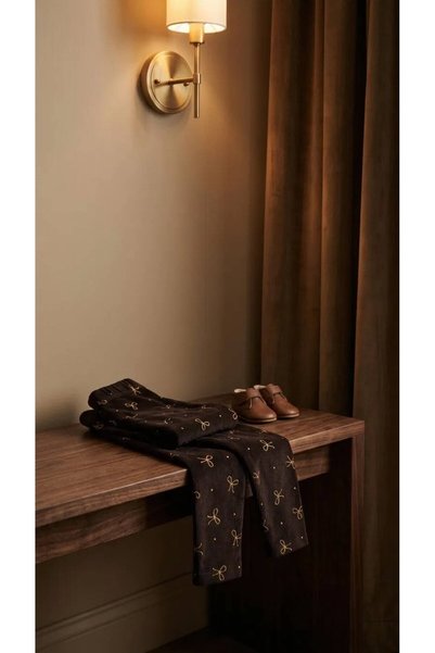 BOBSİ CO Girl's Velvet Ribbed Tights