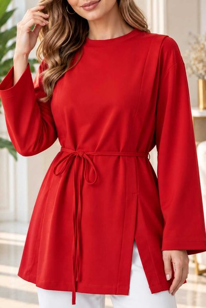 Soul Tunik Kadın Tunik Bluz Bağcıklı Yırtmaç Detaylı