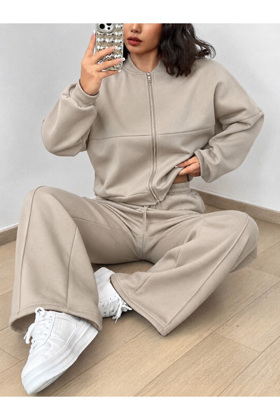 bysocafashion Women's long sleeve modal blouse and pants two-piece set with f...