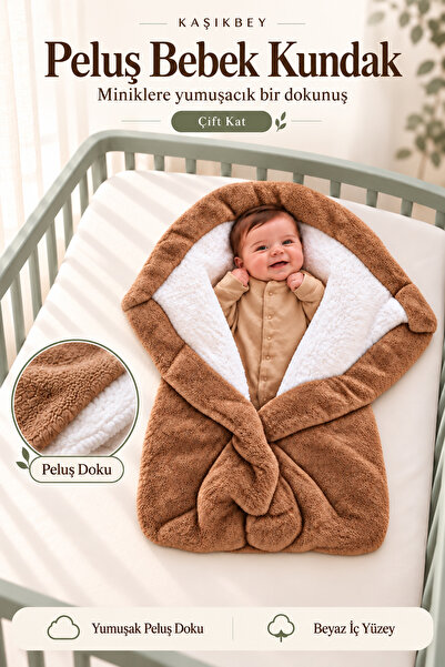 KAŞIKBEY Baby Double Layer Outer Swaddle 0-6 Months Wellsoft Plush Newborn Sw...