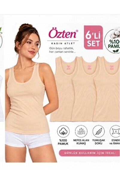 CHARM Özten 6-Piece Women's 100% Cotton Ribbed Fabric Wide Strap Athlete Set