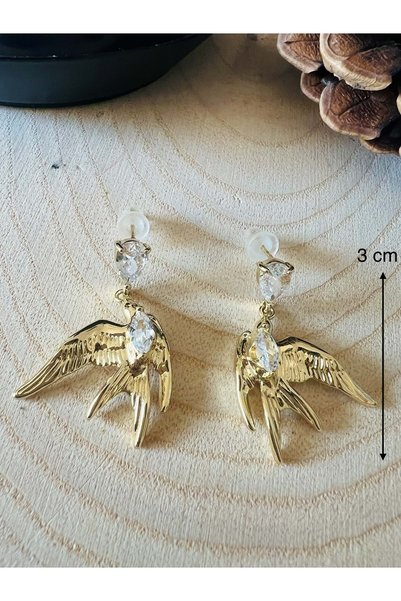 ACAR TAKI Gold Color Stone Swallow Earrings Acr9700