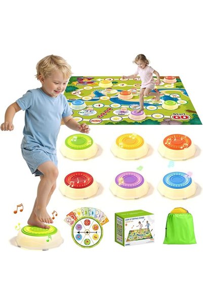 GENERAL HYES Light Up Stepping Stones with Game Map for Kids 3 4 5