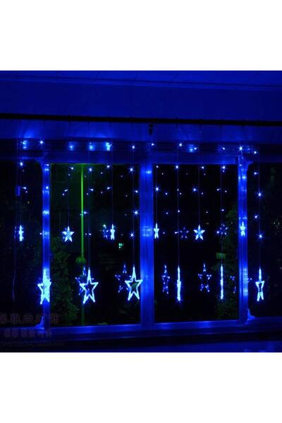 OEM Instalație de Crăciun, perdea luminoasă tip ploaie de stele, pentru interior sau exterior, interconectabilă, 3 metri, lumini LED, albastru.