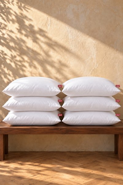 NESCO 45x45 Cm 6 Pieces Throw Pillow Inner Pillow 400 gr Bead Silicone Washable (COTTON FABRIC)
