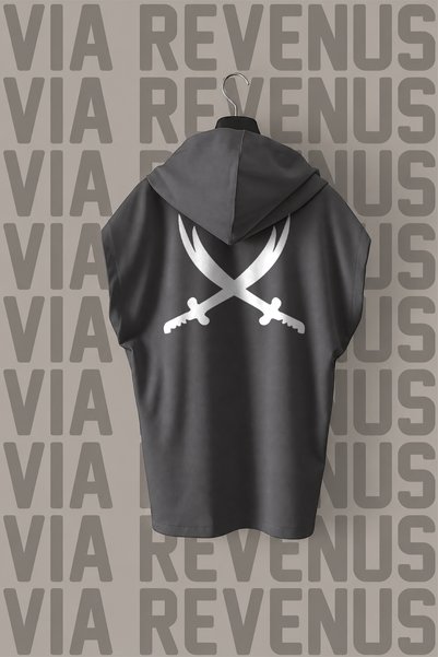 Vordevia Zulfiqar Front and Back Printed Zero Sleeve Hooded 100% Cotton Sport...