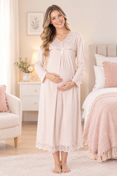 by İGP Cotton Maternity Nightgown with Breastfeeding Feature Effortt