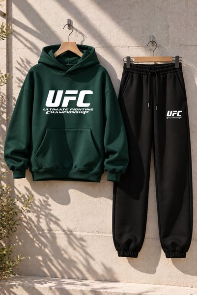 NewCabin New Season 3 Threaded Compact Combed Cotton Fabric Kangaroo Pocket Sweatpants - 2-Piece Top and Bottom Set