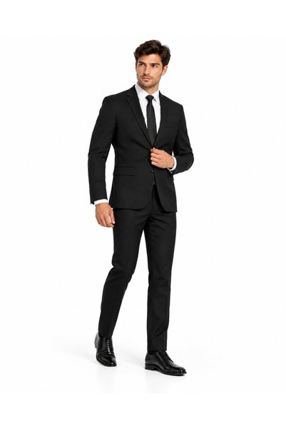 SUİT AYDIN Men's Black Suit Jacket and Trousers Classic Stylish Set