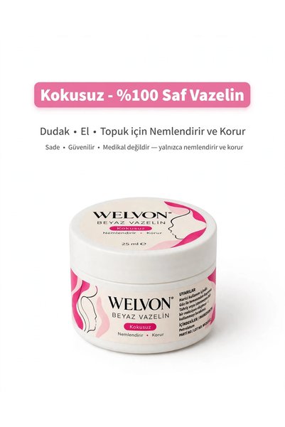 WELVON beyaz vazelin 25 ml - nemlendirici ve koruyucu cilt bakımı kolay taşın...