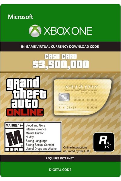 RockStar Games Grand Theft Auto V GTA: Card de bani Whale Shark XBOX ONE Chei...