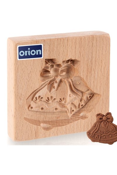 Orion Matrita Lemn de Fag pentru Biscuiti, Model Clopotei 3D, 10x10x2 cm, Natur