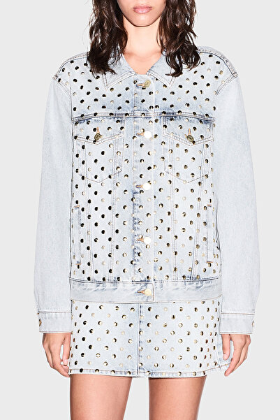 Armani Exchange %100 Pamuk Regular Fit Zımba Detaylı Ceket Kadın CEKET XW002526 AF25775 MB003